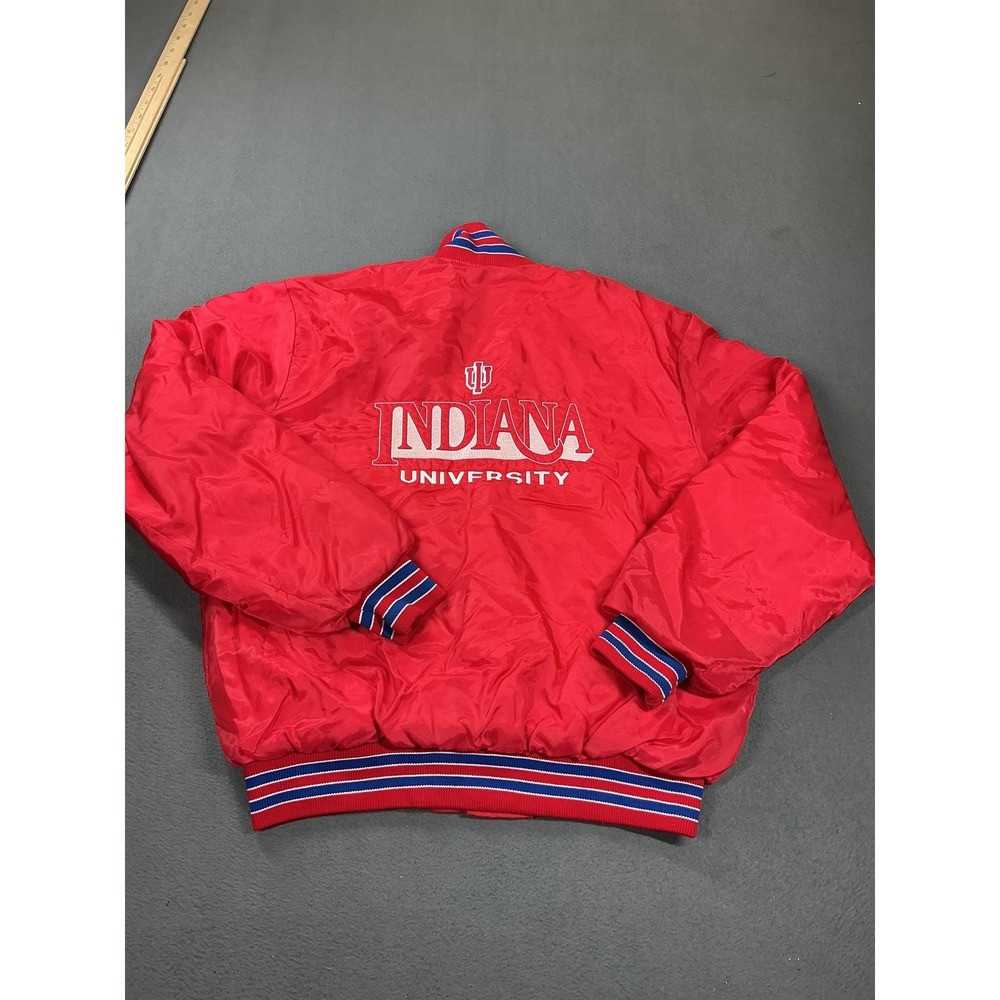 Vintage Indiana University Jacket Mens Large Red NCAA Basketball Birdie USA